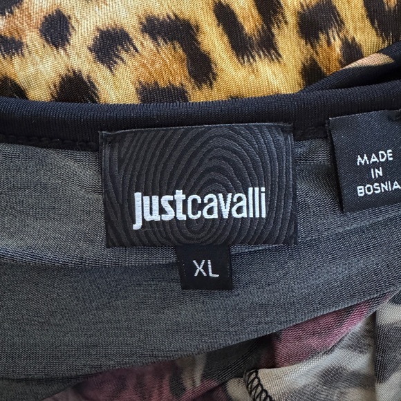 JUST CAVALLI LEOPARD SERPENT SNAKE ROSES PRINT SHEATH DRESS SZ XL - Picture 3 of 9